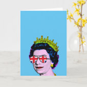 Pop Art Modern Fun HM Queen in Union Jack Brillen Karte (Gelbe Blume)