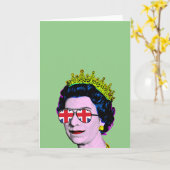 Pop Art Modern Fun HM Queen in Union Jack Brillen Karte (Gelbe Blume)