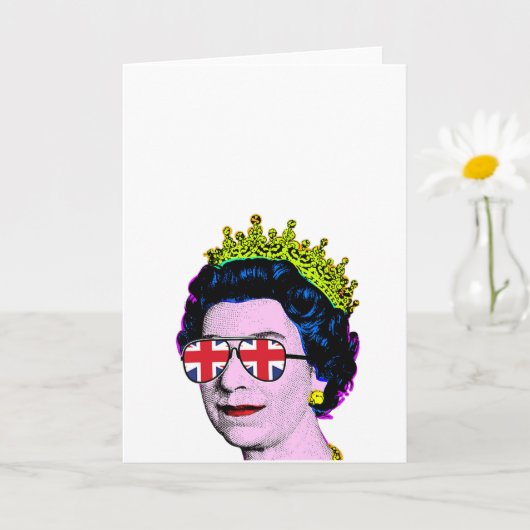 Pop Art Modern Fun HM Queen in Union Jack Brillen Karte (Kleine Pflanze)