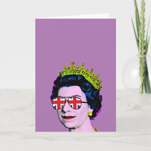 Pop Art Modern Fun HM Queen in Union Jack Brillen Karte (Vorderseite)