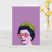 Pop Art Modern Fun HM Queen in Union Jack Brillen Karte (Gelbe Blume)