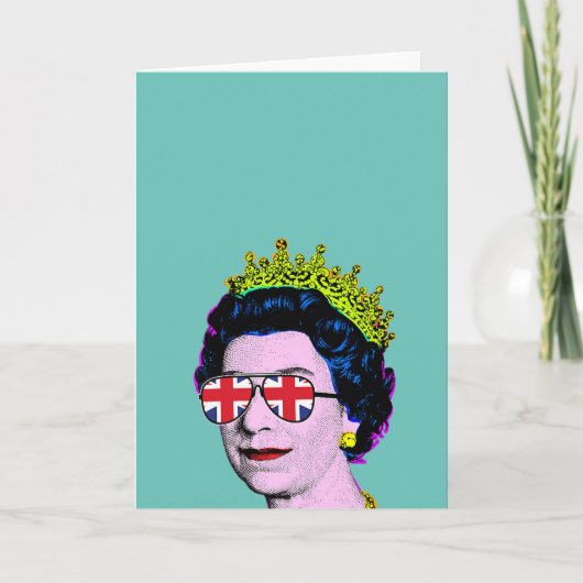 Pop Art Modern Fun HM Queen in Union Jack Brillen Karte (Vorderseite)