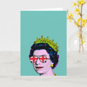 Pop Art Modern Fun HM Queen in Union Jack Brillen Karte (Gelbe Blume)