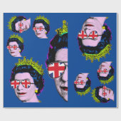 Pop Art Modern HM Queen mit Union Jack Brillen  Geschenkpapier (Flach)