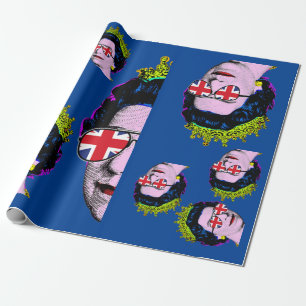 Pop Art Modern HM Queen mit Union Jack Brillen  Geschenkpapier
