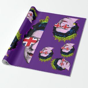 Pop Art Modern HM Queen mit Union Jack Brillen Geschenkpapier