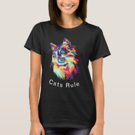 Pop Art Modern Multicolor Cats Regel T-Shirt