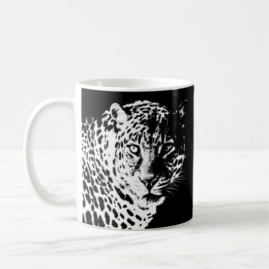 Pop Art Modern Template Animes Leopard Kaffeetasse (Links)