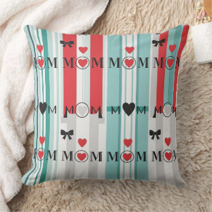 Pop-Art-MOM-Liebesmuster mit Herzen und Schleifen Kissen