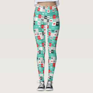 Pop-Art-MOM-Liebesmuster mit Herzen und Schleifen Leggings