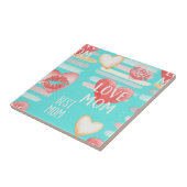 Pop Art MOM Love Pattern in Turquoise (2) Fliese (Seite)