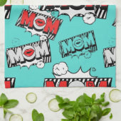 Pop Art MOM Love Pattern in Turquoise (4) Geschirrtuch (Gefaltet)