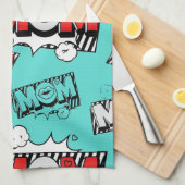 Pop Art MOM Love Pattern in Turquoise (4) Geschirrtuch (Viertel Falte)