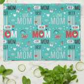 Pop Art MOM Love Pattern in Turquoise (7) Geschirrtuch (Gefaltet)