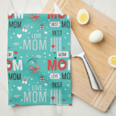 Pop Art MOM Love Pattern in Turquoise (7) Geschirrtuch (Viertel Falte)