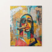 Pop Art Mona Lisa Rauchen im Zigarrenrätchen Puzzle (Vertikal)