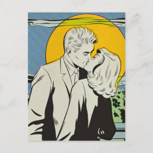 Pop Art Mondlicht-Kuss Postkarte