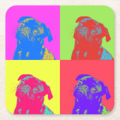 Pop Art Mops Portrait Rechteckiger Pappuntersetzer (Vorderseite)