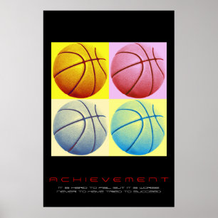 Pop Art Motivierend Leistung Basketball Poster