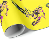 Pop Art Motocross Motorrad Sport Gelb Geschenkpapier (Rolleneckpunkt)
