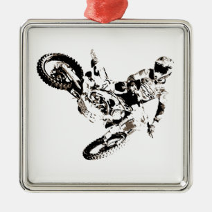 Pop Art Motocross Motorrad Sport Silbernes Ornament