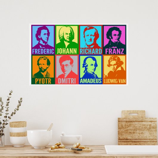 Pop Art Music Composers | Helle Mod Poster (Küche)