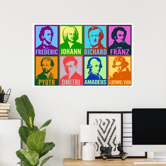 Pop Art Music Composers | Helle Mod Poster (Heimbüro)