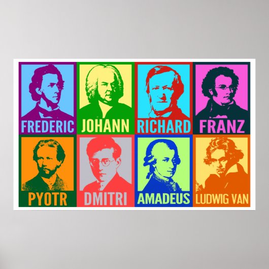 Pop Art Music Composers | Helle Mod Poster (Vorne)