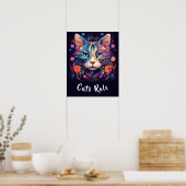 Pop Art Native American Multicolor Cats Rule Poster (Küche)