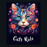 Pop Art Native American Multicolor Cats Rule Poster<br><div class="desc">Fügen Sie Ihren eigenen Text hinzu! Ein schöner Katzenprint im modernen Pop Art Native American Style. Es ist ein auffälliges Ausdrucken für sich allein oder mit zusätzlichem Text Ihrer Wahl.</div>