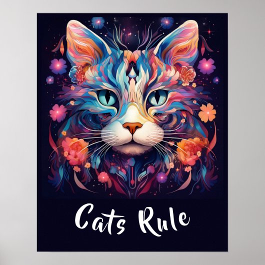 Pop Art Native American Multicolor Cats Rule Poster (Vorne)
