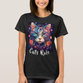 Pop Art Native American Multicolor Cats Rule T-Shirt (Vorderseite)