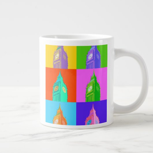 Pop Art Neon Big Ben Jumbo-Tasse (Rechts)