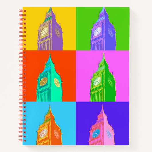 Pop Art Neon Big Ben Notizblock (Vorderseite)