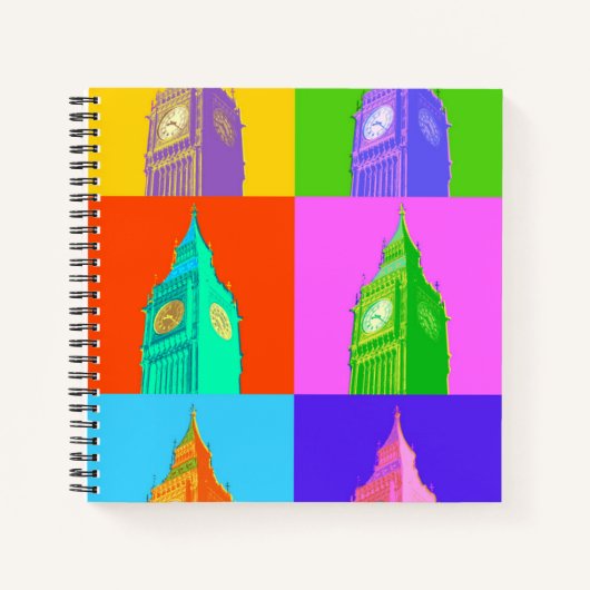 Pop Art Neon Big Ben Notizblock (Vorderseite)
