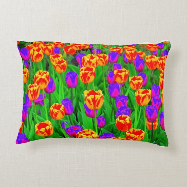 Pop Art Neon Tulips Dekokissen (Rückseite)