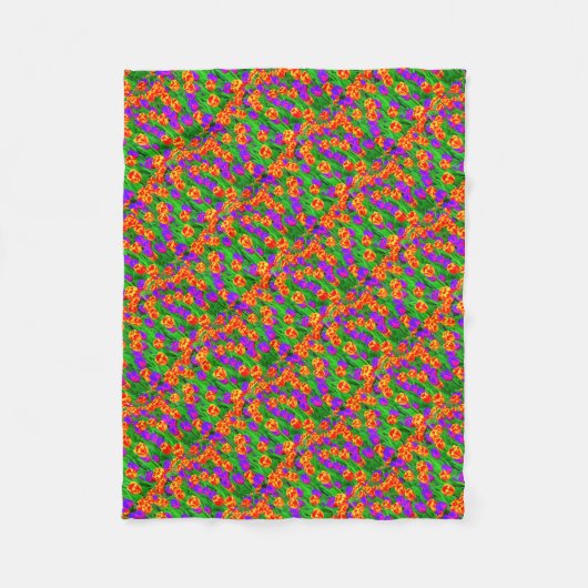 Pop Art Neon Tulips Fleecedecke (Vorderseite)