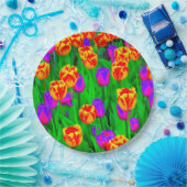 Pop Art Neon Tulips Pappteller (Party)