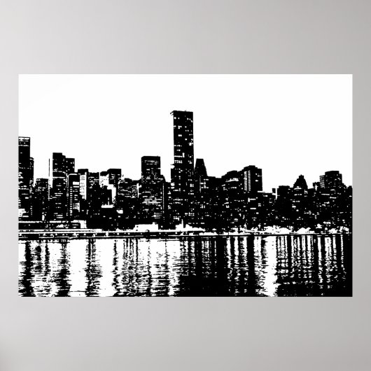 Pop Art New York City Manhattan Silhouette Poster (Vorne)