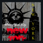 Pop Art New York City Manhattan Statue of Liberty Poster<br><div class="desc">Zeitgenössischer Pop Art Art Digital Work - Freiheitsstatue, Wolkenkratzer Art Poster</div>