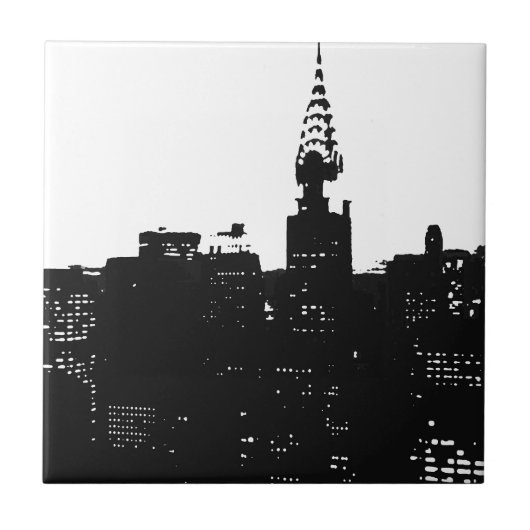 Pop Art New York Silhouette Fliese (Vorderseite)