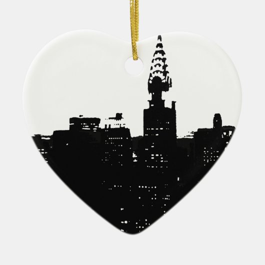 Pop Art New York Silhouette Keramik Ornament (Vorne)
