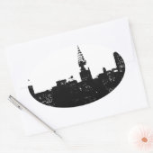 Pop Art New York Silhouette Ovaler Aufkleber (Umschlag)