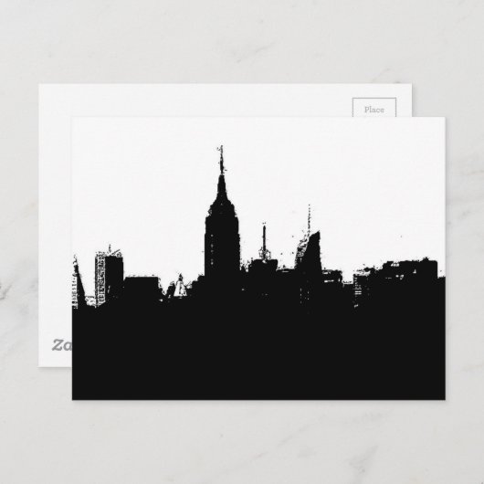 Pop Art New York Skyline Silhouette Postkarte (Vorne/Hinten)