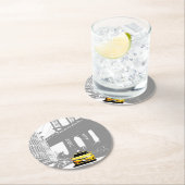 Pop Art Ny Nyc New York City Brooklyn Bridge Runder Pappuntersetzer (Vor Ort)