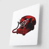 Pop Art Old Desk Telefon Box Square Wallclock Quadratische Wanduhr (Winkel)