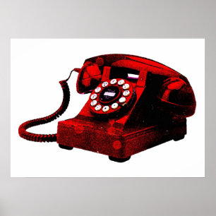 Pop Art Old Red Desk Telefonkasten Poster