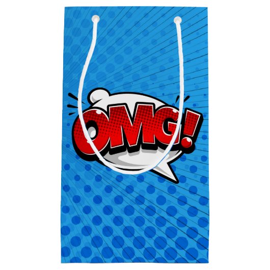 Pop Art OMG auf blau Kleine Geschenktüte (Vorderseite)