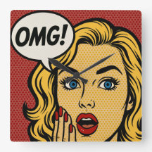 Pop-Art-OMG-Wanduhr
