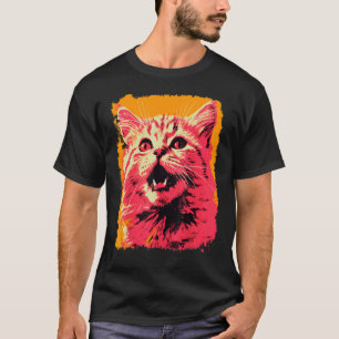 Pop-Art Orange Ingwer Rosa Katze T-Shirt